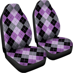 Black Grey And Violet Argyle Print Universal Fit Car Seat Covers