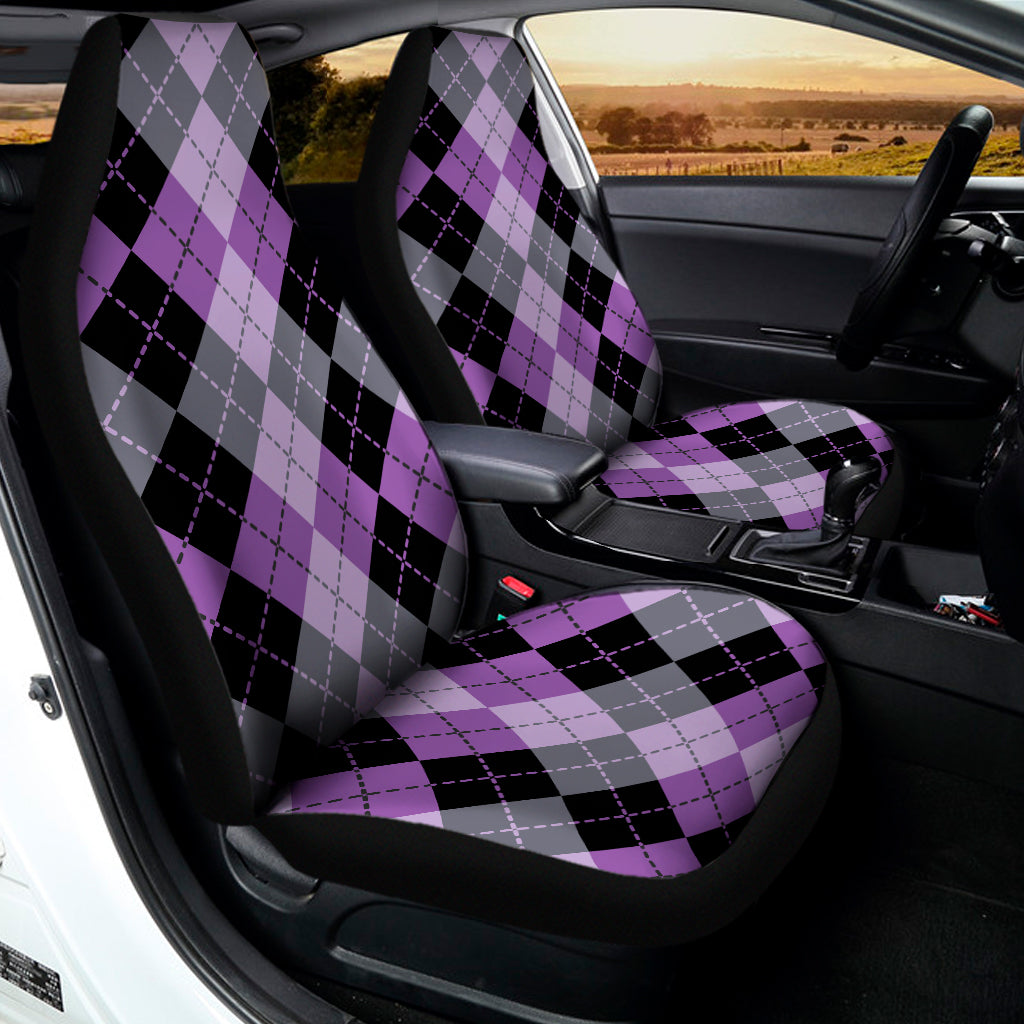 Black Grey And Violet Argyle Print Universal Fit Car Seat Covers