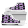 Black Grey And Violet Argyle Print White High Top Shoes