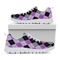 Black Grey And Violet Argyle Print White Running Shoes