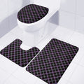 Black Grey Blue And Pink Tartan Print 3 Piece Bath Mat Set