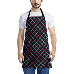 Black Grey Blue And Pink Tartan Print Apron