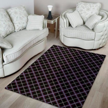 Black Grey Blue And Pink Tartan Print Area Rug