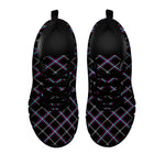 Black Grey Blue And Pink Tartan Print Black Sneakers