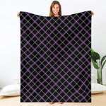 Black Grey Blue And Pink Tartan Print Blanket