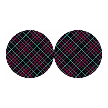 Black Grey Blue And Pink Tartan Print Car Coasters