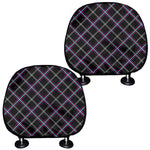 Black Grey Blue And Pink Tartan Print Car Headrest Covers