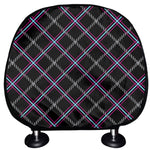 Black Grey Blue And Pink Tartan Print Car Headrest Covers