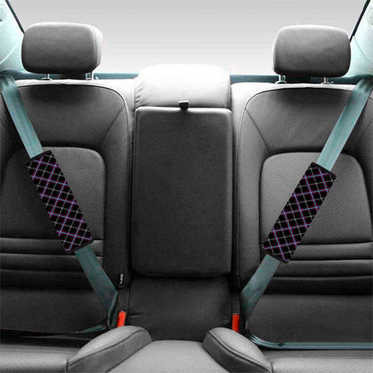 Black Grey Blue And Pink Tartan Print Car Seat Belt Covers