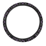 Black Grey Blue And Pink Tartan Print Car Steering Wheel Cover