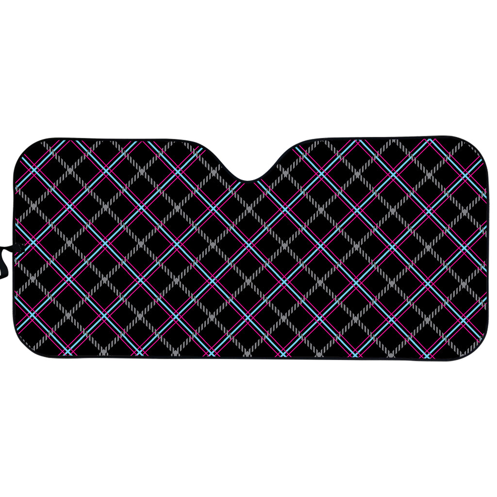 Black Grey Blue And Pink Tartan Print Car Sun Shade