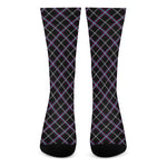 Black Grey Blue And Pink Tartan Print Crew Socks