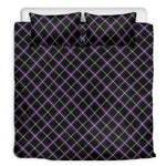 Black Grey Blue And Pink Tartan Print Duvet Cover Bedding Set