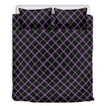 Black Grey Blue And Pink Tartan Print Duvet Cover Bedding Set