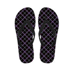 Black Grey Blue And Pink Tartan Print Flip Flops