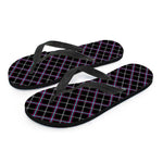 Black Grey Blue And Pink Tartan Print Flip Flops