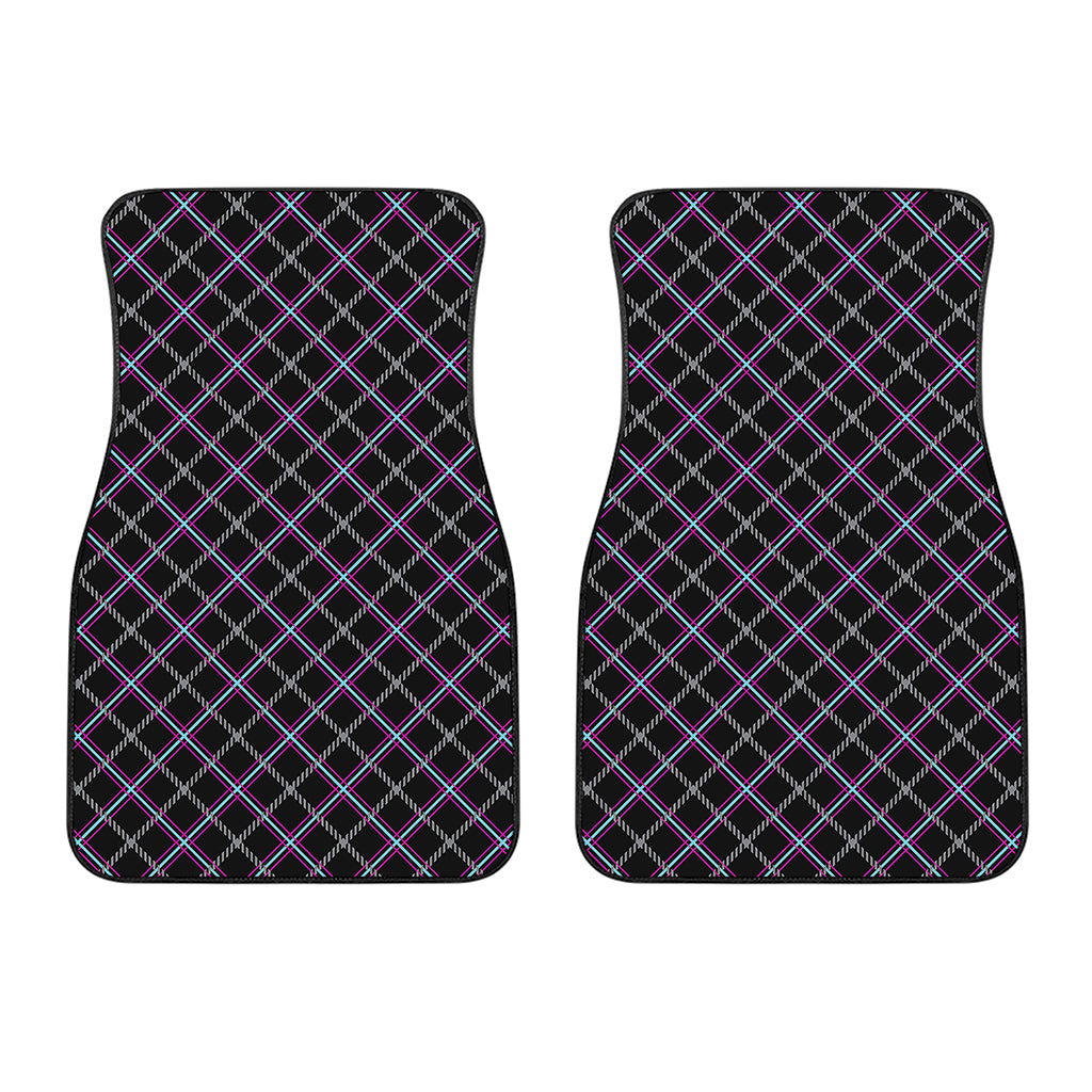 Black Grey Blue And Pink Tartan Print Front Car Floor Mats