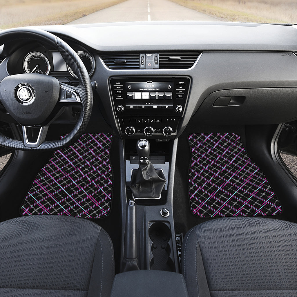 Black Grey Blue And Pink Tartan Print Front Car Floor Mats