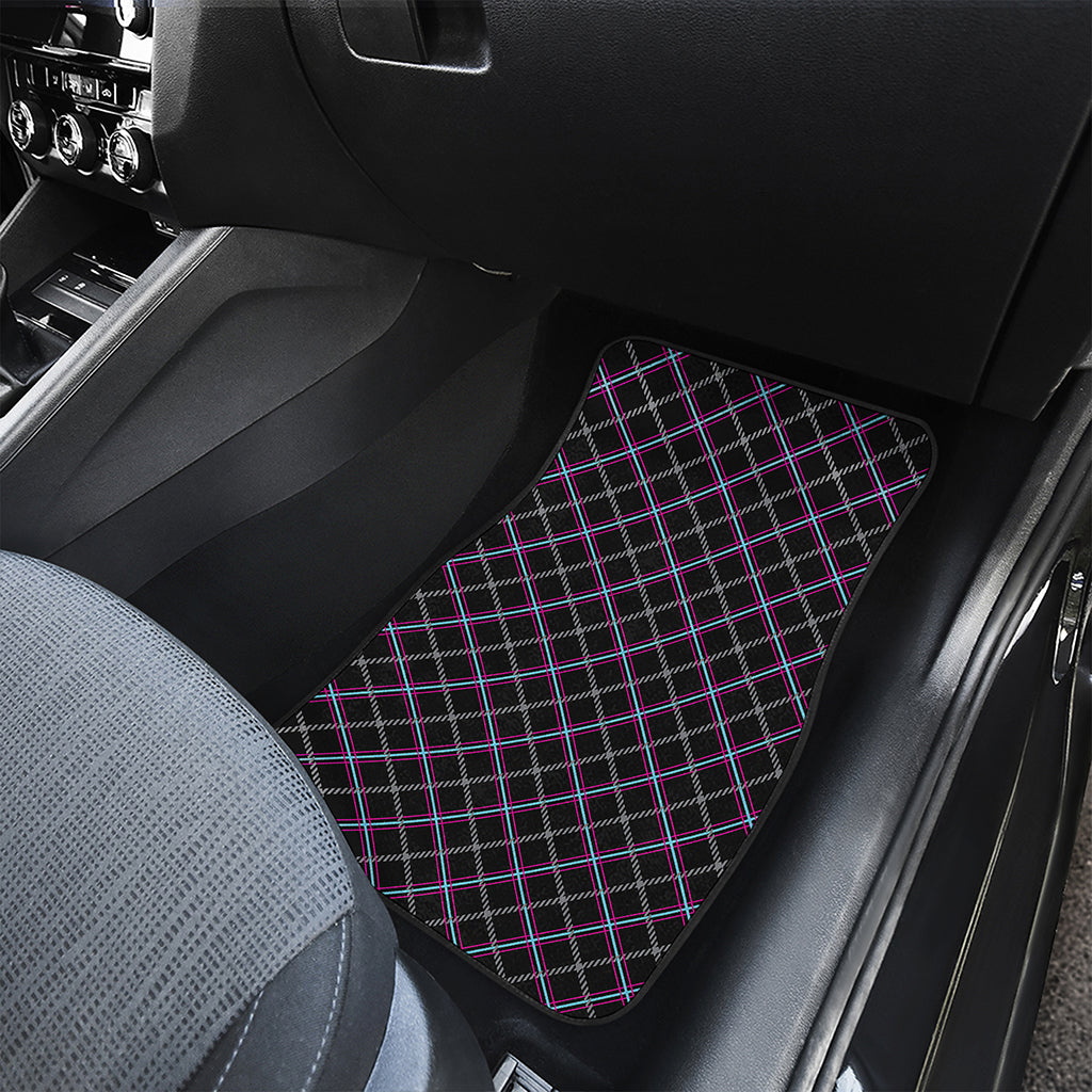 Black Grey Blue And Pink Tartan Print Front Car Floor Mats
