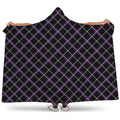 Black Grey Blue And Pink Tartan Print Hooded Blanket