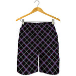 Black Grey Blue And Pink Tartan Print Men's Shorts