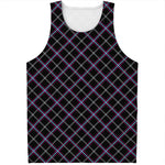 Black Grey Blue And Pink Tartan Print Men's Tank Top