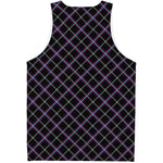 Black Grey Blue And Pink Tartan Print Men's Tank Top