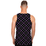 Black Grey Blue And Pink Tartan Print Men's Tank Top