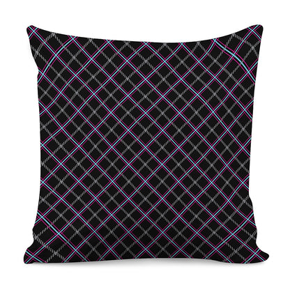 Black Grey Blue And Pink Tartan Print Pillow Cover