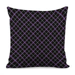 Black Grey Blue And Pink Tartan Print Pillow Cover