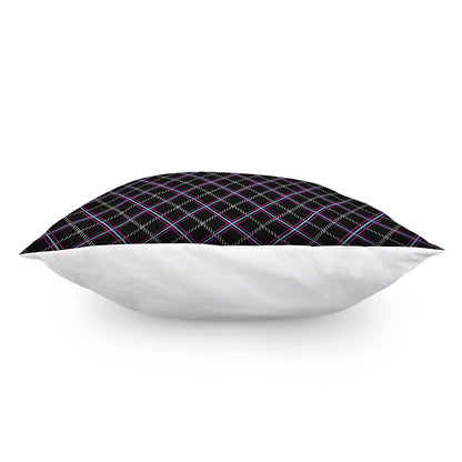 Black Grey Blue And Pink Tartan Print Pillow Cover