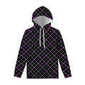Black Grey Blue And Pink Tartan Print Pullover Hoodie