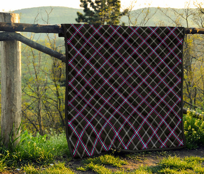 Black Grey Blue And Pink Tartan Print Quilt