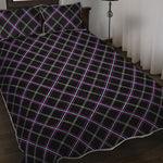 Black Grey Blue And Pink Tartan Print Quilt Bed Set