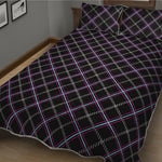 Black Grey Blue And Pink Tartan Print Quilt Bed Set