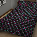 Black Grey Blue And Pink Tartan Print Quilt Bed Set