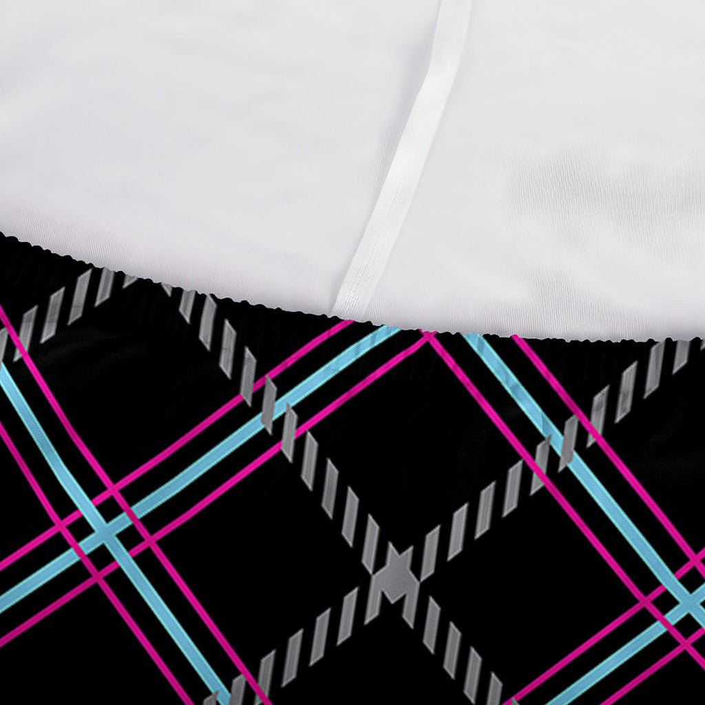 Black Grey Blue And Pink Tartan Print Sofa Cover