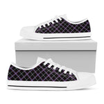 Black Grey Blue And Pink Tartan Print White Low Top Shoes