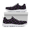 Black Grey Blue And Pink Tartan Print White Running Shoes