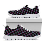 Black Grey Blue And Pink Tartan Print White Sneakers