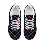 Black Grey Blue And Pink Tartan Print White Sneakers