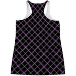 Black Grey Blue And Pink Tartan Print Women's Racerback Tank Top