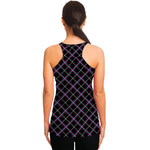 Black Grey Blue And Pink Tartan Print Women's Racerback Tank Top