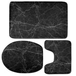 Black Grey Dark Marble Print 3 Piece Bath Mat Set