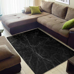 Black Grey Dark Marble Print Area Rug GearFrost