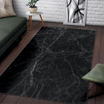 Black Grey Dark Marble Print Area Rug GearFrost