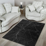 Black Grey Dark Marble Print Area Rug GearFrost