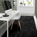 Black Grey Dark Marble Print Area Rug GearFrost