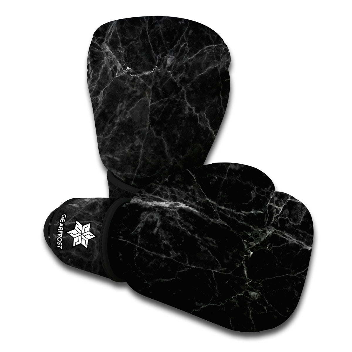 Black Grey Dark Marble Print Boxing Gloves