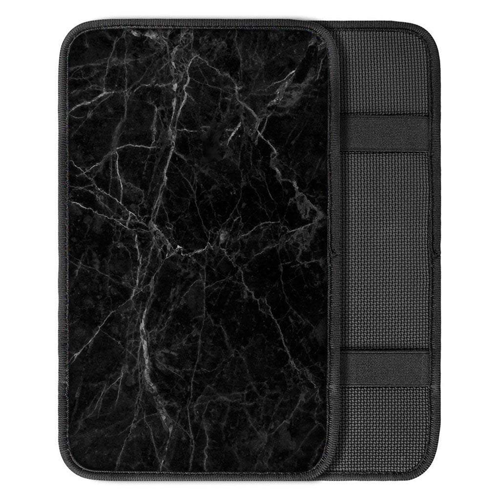 Black Grey Dark Marble Print Car Center Console Cover